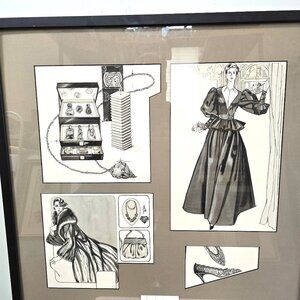 Fashion Montage Art Ink Wash Illustration